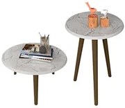 Conjunto Para Sala de Estar com Mesa de Centro e Mesa Lateral Brilhant