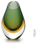 Gota Mini Baixa Bicolor Verde com Âmbar Murano Cristais Cadoro