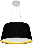 Lustre Pendente Cone Md-4144 Cúpula em Tecido 25x50x40cm Preto / Amarelo - Bivolt