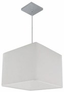 Lustre Pendente Quadrado Md-4059 Cúpula em Tecido 21/35x35cm Branco - Bivolt