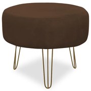 Puff Chloe Pés Hairpin Legs Dourado Suede Marrom