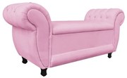 Recamier com Baú Grécia 195 cm Namoradeira Calçadeira Suede Rosa Bebê D'Rossi