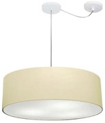 Lustre Pendente Cilíndrico Com Desvio Md-4262 Cúpula em Tecido 55x15cm Algodão Crú - Bivolt