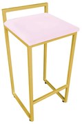 Banqueta Alta Industrial Pietra Suede Base Dourado D'Rossi - Rosa Bebê