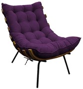 Poltrona Decorativa Costela Base Fixa Suede Roxo - ADJ Decor