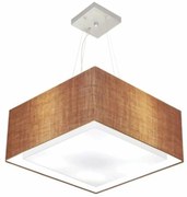 Lustre Pendente Duplo Quadrado Md-4128 Cúpula em Tecido 30/70x70cm Palha - Bivolt