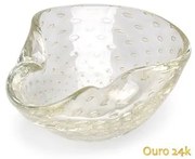 Bowl 2 Tela Transparente com Ouro Murano Cristais Cadoro