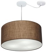 Lustre Pendente Cilíndrico Com Desvio Md-4264 Cúpula em Tecido 55x30cm Café - Bivolt