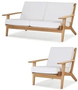 Conjunto Buriti Stain Jatoba Sofa + Poltrona Estofado Branco - 60506 Sun House