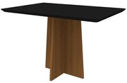 Mesa de Jantar Retangular Tampo com Vidro Angra 120 cm Preto Base Imbuia - D'Rossi