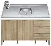 Balcão Gabinete com Pia Inox 160cm Charm K02 Freijó - Mpozenato