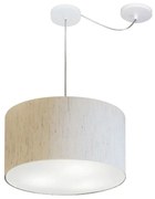 Lustre Pendente Cilíndrico Com Desvio De Centro Md-4166 Cúpula em Tecido 40x25cm Linho Bege - Bivolt