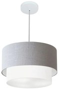 Pendente Cilíndrico Rustico Cinza e Branco MJ-4160 Para Mesa de Jantar e Estar