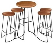 Conjunto Mesa Bistrô Alta e 4 Banquetas Estilo Industrial Aura D09 Per