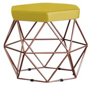 Puff Decorativo Base Bronze Elsa Suede Amarelo G41 - Gran Belo