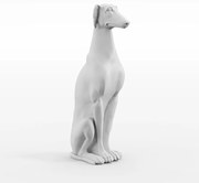 Escultura Decorativa Galgo em Resina Maciça Branco Fosco G07 - Gran Belo