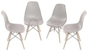 Kit com 4 Cadeiras Eames Furadinha Com Base de Madeira na Cor Fendi - 64630 Sun House