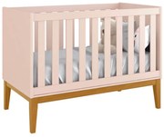 Berço Mini Cama Theo com Pés Square Mel - Rosa