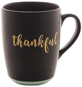 Caneca Cerâmica Thankful Preto Matt/Azul 340ml 28539 Bon Gourmet