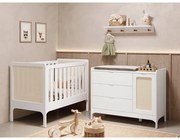 Kit Quarto Infantil Brisa - Berço + Cômoda 3 gavetas com Porta + Guarda-Roupa com 2 Portas e 3 Gavetas - Branco Fosco