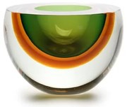 Centro Gota Bicolor Reto Verde com Âmbar Murano Cristais Cadoro