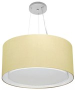 Lustre Pendente Cilíndrico Duplo Md-4300 Cúpula em Tecido 50x30cm Algodão Crú - Bivolt