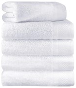 Jogo com 5 toalhas de Rosto Eleganz 100% Algodão com lindo trabalhado em Veludo - Branca  Branca