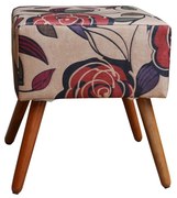 Puff Decorativo Quadrado Malu Pés Palito Suede Estampado Flor