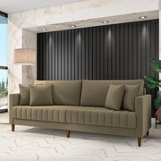 Sofá Living Decorativo Hamburgo 2 Lugares 156cm com Almofadas Pés em Madeira Veludo Castor G33 - Gran Belo