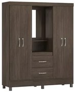 Guarda Roupa Capelinha 4 Portas 2 Gavetas Lord D02 Ebano Touch - Mpoze