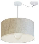 Lustre Pendente Cilíndrico Com Desvio Md-4233 Cúpula em Tecido 55x30cm Rustico Bege - Bivolt