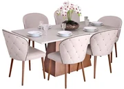 Conjunto Sala de jantar Mesa Bonnie com 6 Cadeiras Judy - Wood