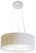 Lustre Pendente Cilíndrico Md-4181 Cúpula em Tecido 40x15cm Linho Bege - Bivolt