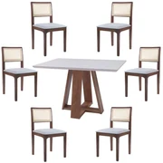 Conjunto Mesa de Jantar Lalá Cinamomo 1,80x1m + 6 Cadeiras Dadi Cinza -  Abra Casa