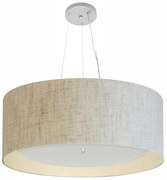 Lustre Pendente Cilíndrico Md-4142 Cúpula em Tecido 80x30cm Rustico Bege / Bege - Bivolt