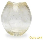 Vasinho Roca 3 Tela Transparente com Ouro Murano Cristais Cadoro