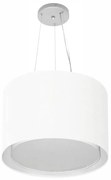 Lustre Pendente Cilíndrico Duplo Md-4304 Cúpula em Tecido 40x30cm Branco - Bivolt