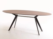 Mesa de Jantar Acero Oval Tampo Lâmina Cinamomo Design Contemporâneo