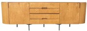 Buffet Mumbai 2 Portas 4 Gavetas cor Carvalho com Vidro Off White e Pés Grafite 240 cm - 64525 Sun House