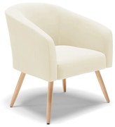 Poltrona Decorativa Pé Palito Natural Stella Cotelê Ext/Veludo D03 - D'Rossi - Off White
