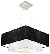 Lustre Pendente Quadrado Preto e Branco MJ-4083 Para Mesa de Jantar e Estar