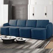 Sofá Cama Modulado Retrátil e Reclinável Decorativo Varsóvia 316cm Veludo Azul Marinho G33 - Gran Belo