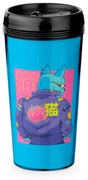 Copo Viagem 520ml Cyberpunk Cat Gato Geek Nerd