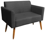 Poltrona Namoradeira Decorativa Isabella Pés Palito Madeira Suede Preto G19 - Gran Belo