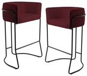 Kit 2 Banquetas Decorativas Base Aço Preto Betina Veludo C-278 Marsala