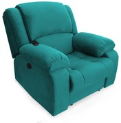 Poltrona Decorativa Magnum Reclinável Elétrica com Massagem Suede Azul Tiffany