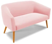 Namoradeira 02 Lugares Stella Suede Pés Palito Castanho - D'Rossi - Rosa Bebê