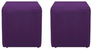 Kit 02 Puffs Decorativos Dado Suede Roxo - ADJ Decor