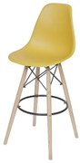 Banqueta Eames Polipropileno Acafrao Fosco Base Madeira - 54740 Sun House