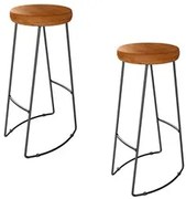 Kit 2 Banquetas Altas para Cozinha Estilo Industrial Aura D09 Peroba -